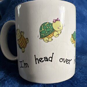 1980 Russ Berrie Mug TURTLES “ I’m Head Over Heels In Love With You” 4”Cute RARE